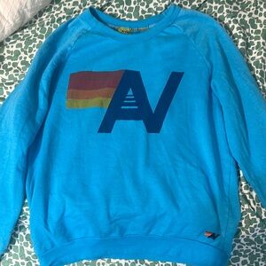 Aviator Nation Blue Crew Neck Sweater with Graphic Design
